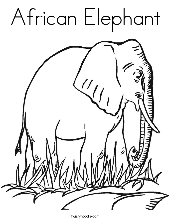 African Elephant Coloring Page