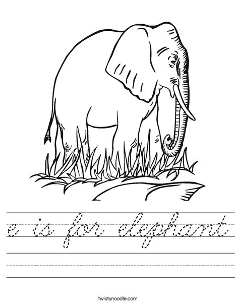 Elephant in Grass Worksheet