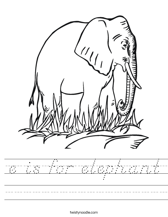 e is for elephant Worksheet