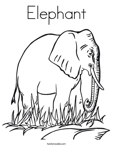 Elephant in Grass Coloring Page