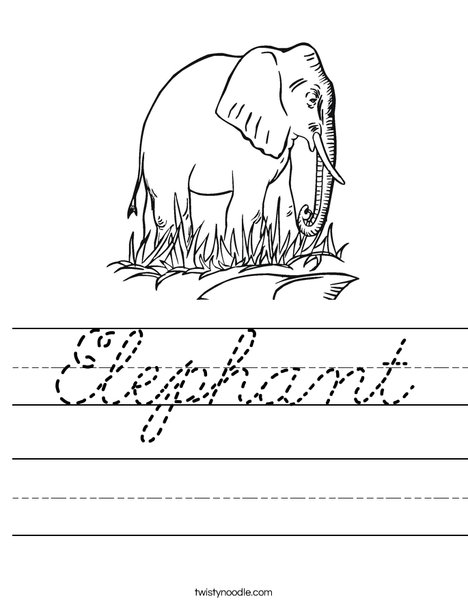 Elephant in Grass Worksheet