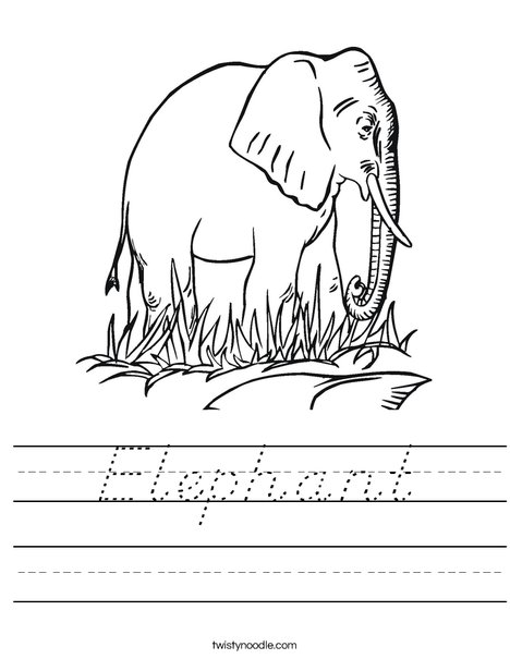 Elephant in Grass Worksheet