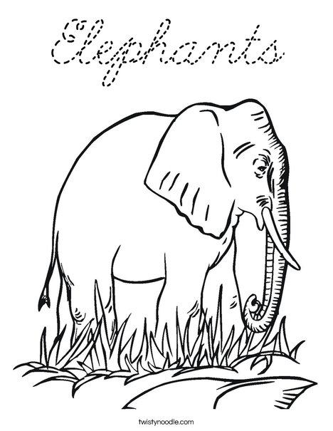 Elephant in Grass Coloring Page