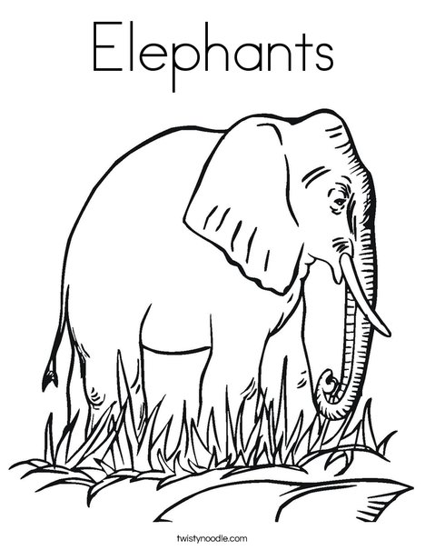 Elephant in Grass Coloring Page