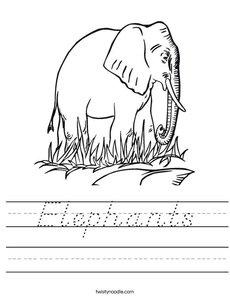 Elephant in Grass Worksheet