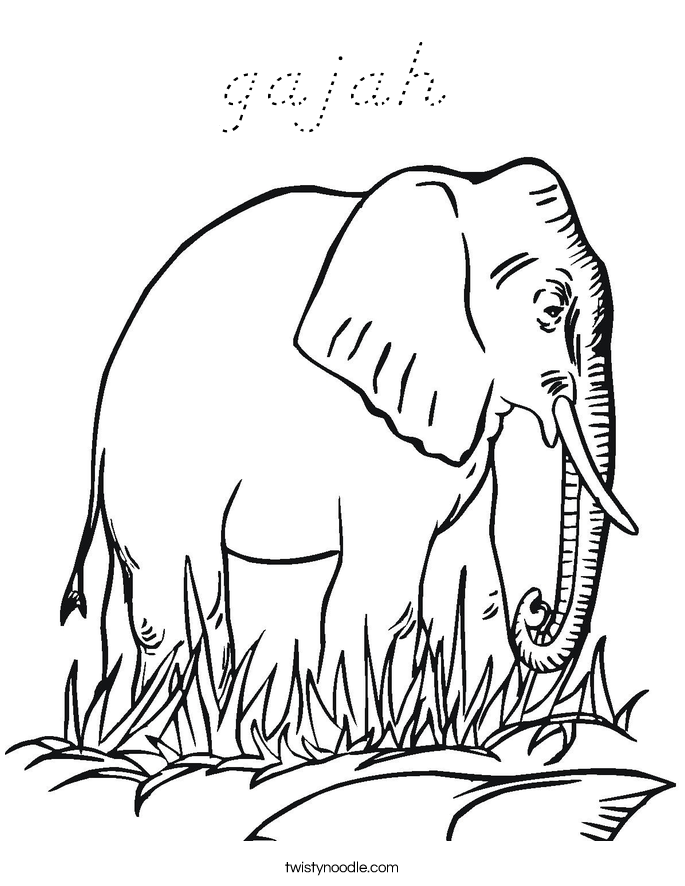 gajah Coloring Page