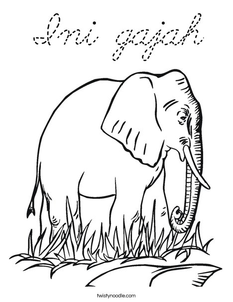 Elephant in Grass Coloring Page