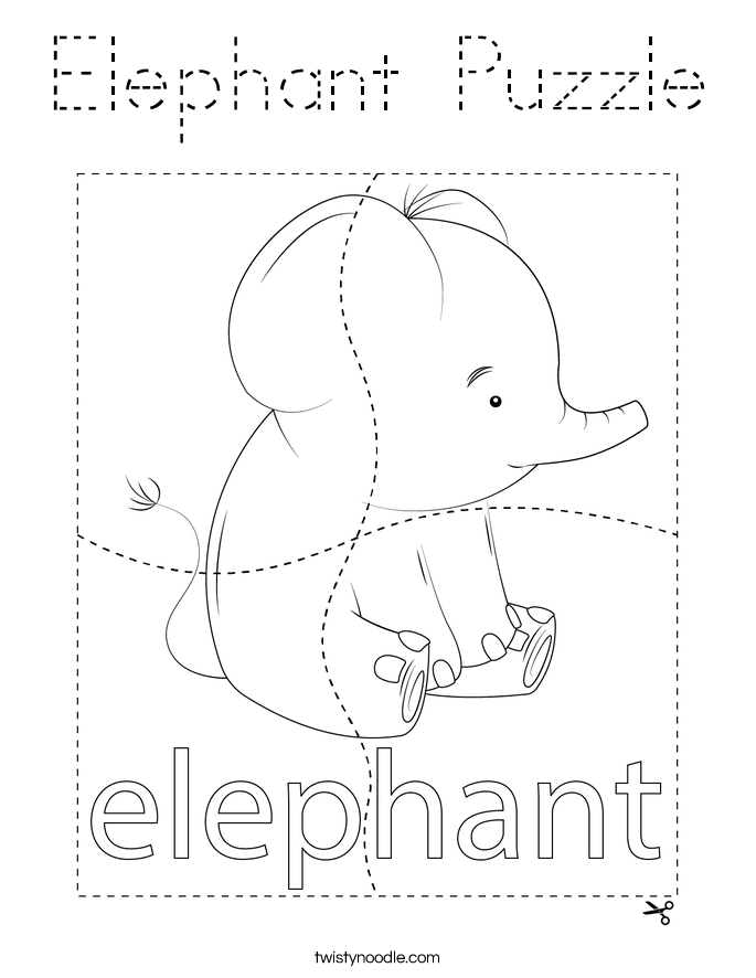 Elephant Puzzle Coloring Page