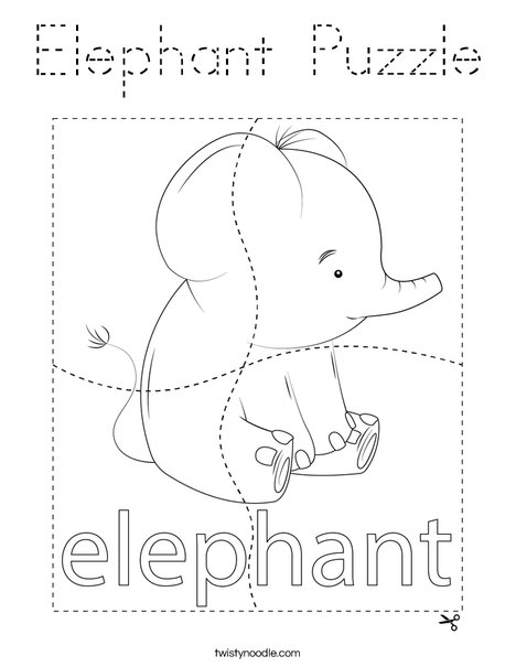 Elephant Puzzle Coloring Page
