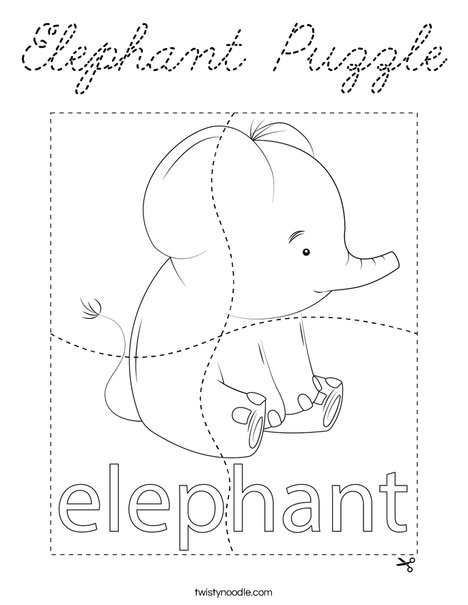 Elephant Puzzle Coloring Page