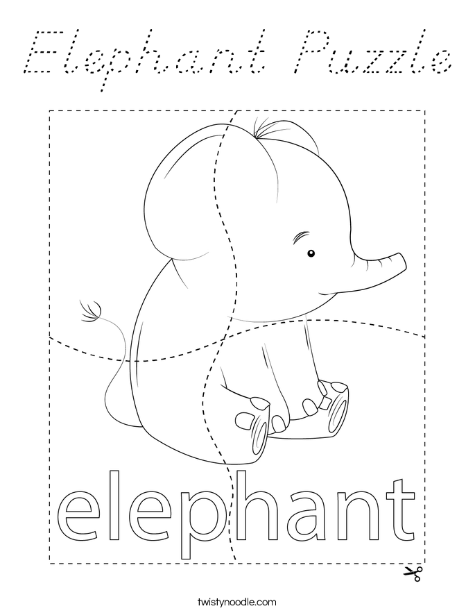 Elephant Puzzle Coloring Page
