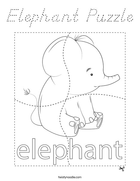 Elephant Puzzle Coloring Page