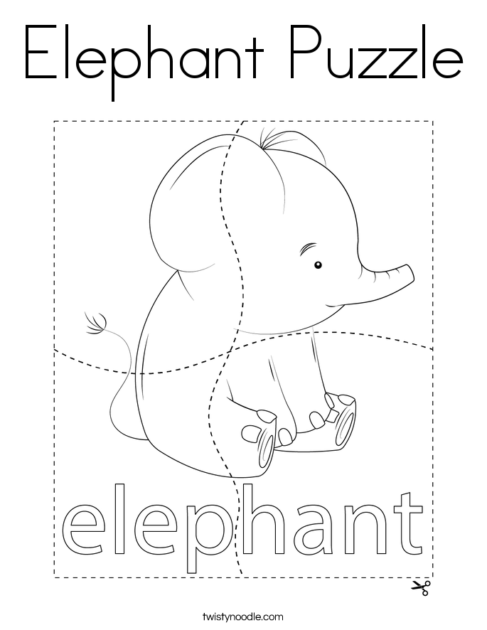 Elephant Puzzle Coloring Page