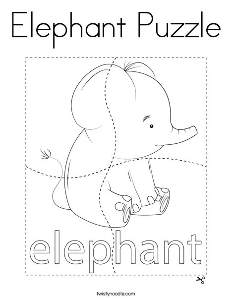 Elephant Puzzle Coloring Page