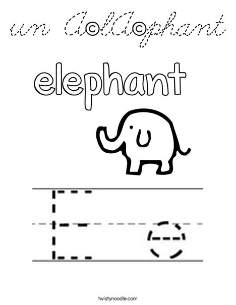 Elephant starts with E! Coloring Page
