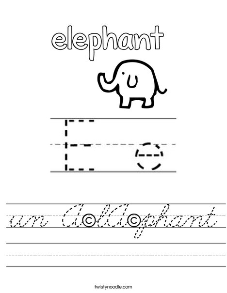 Elephant starts with E! Worksheet