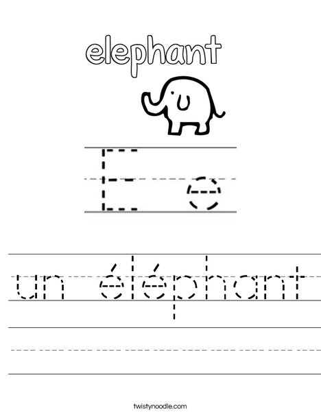 Elephant starts with E! Worksheet