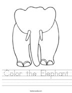 Color the Elephant Handwriting Sheet