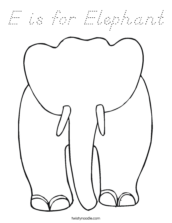 E is for Elephant Coloring Page