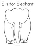 E is for Elephant Coloring Page