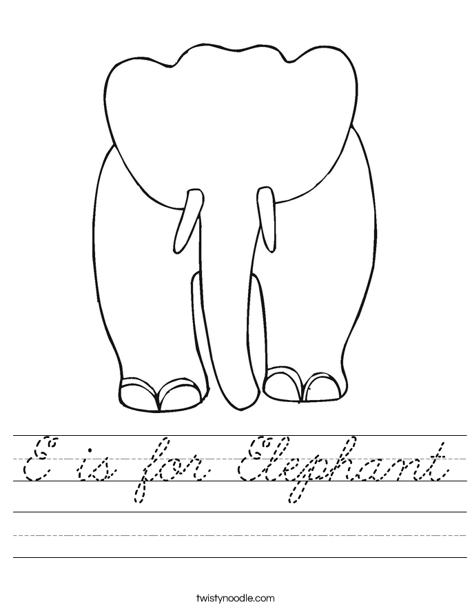 E is for Elephant Worksheet