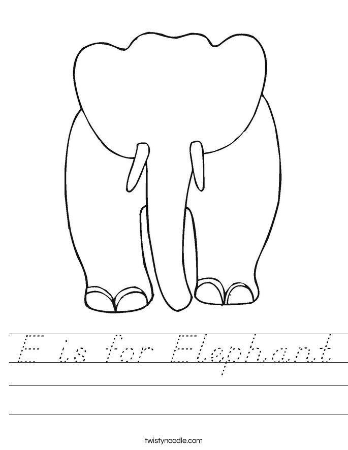 E is for Elephant Worksheet