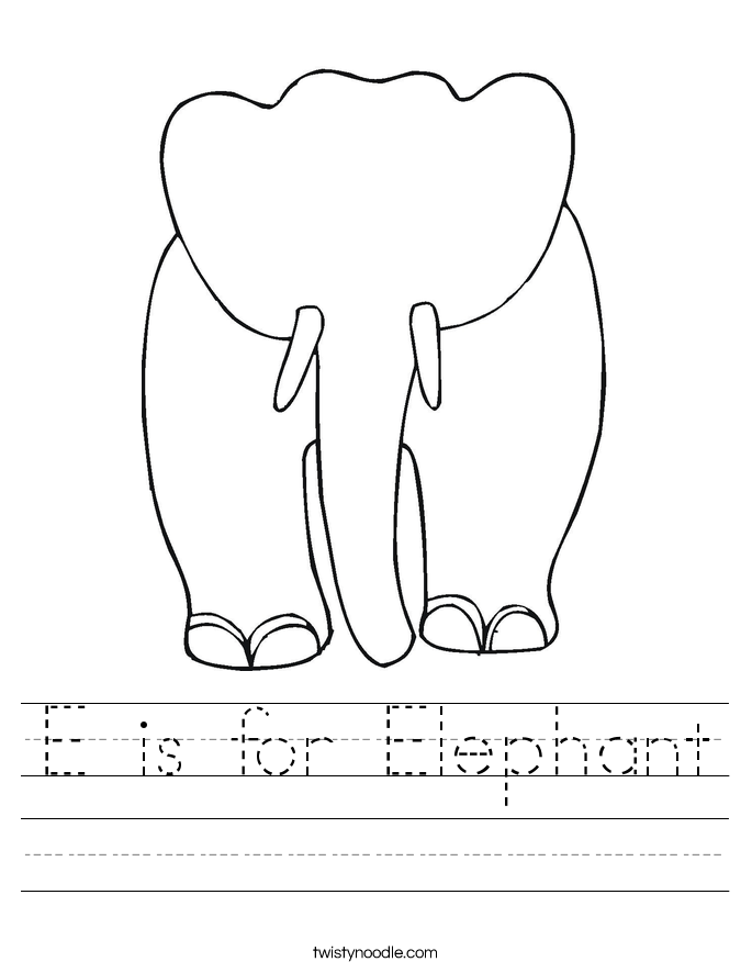 E is for Elephant Worksheet