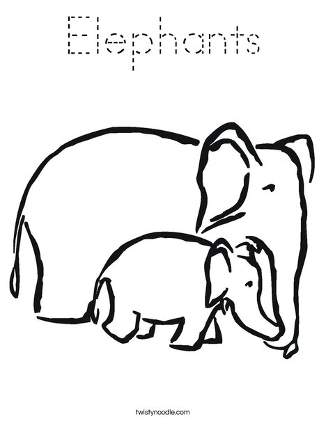 Elephants Coloring Page
