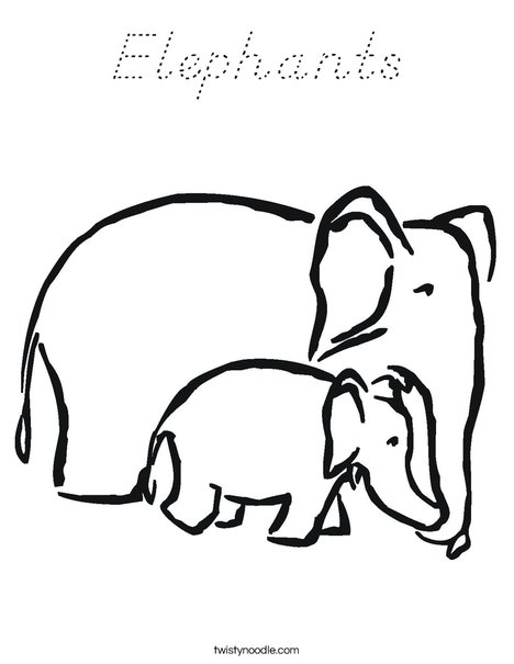 Elephants Coloring Page