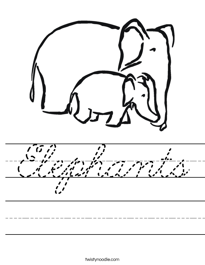 Elephants Worksheet
