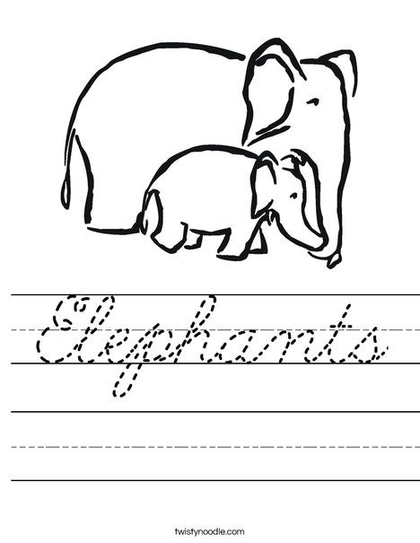 Elephants Worksheet