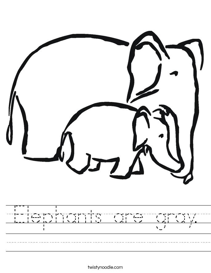 Elephants are gray. Worksheet
