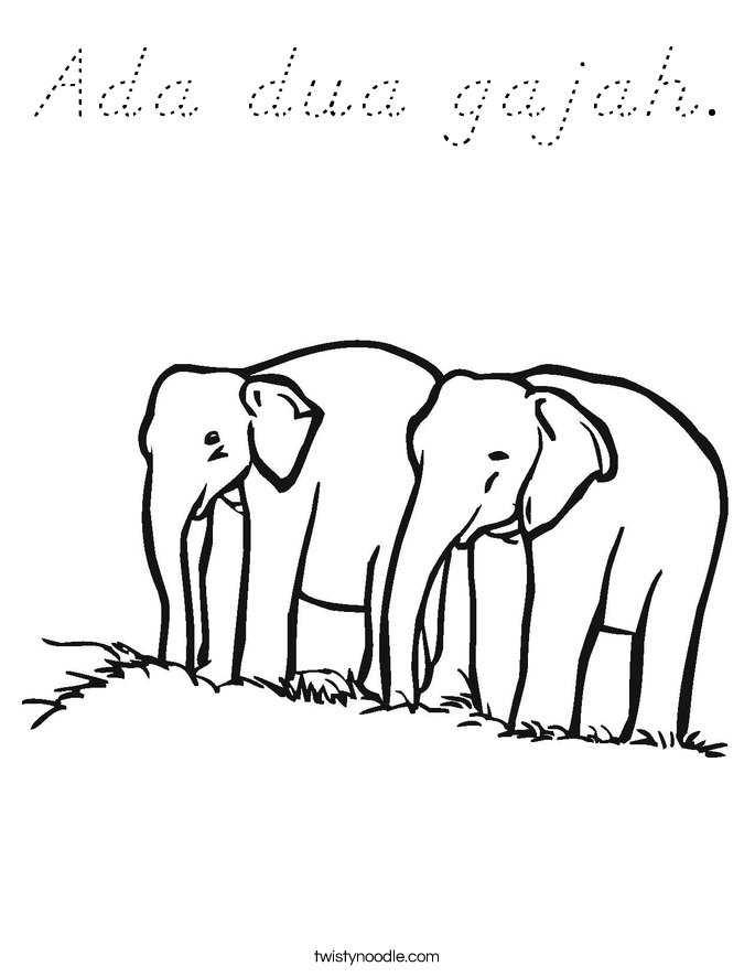 Ada dua gajah. Coloring Page