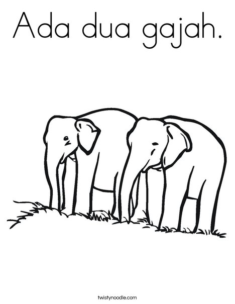 Two Elephants Coloring Page