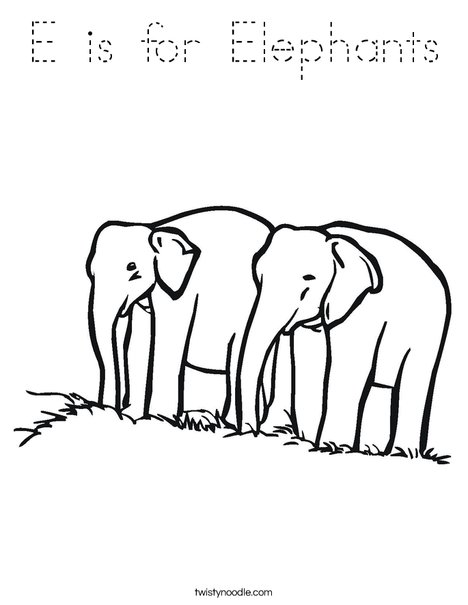 Two Elephants Coloring Page