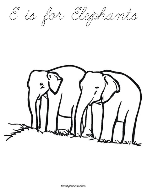 Two Elephants Coloring Page