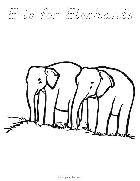 Two Elephants Coloring Page