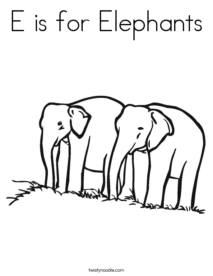 E is for Elephants Coloring Page