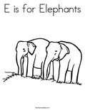 E is for Elephants Coloring Page