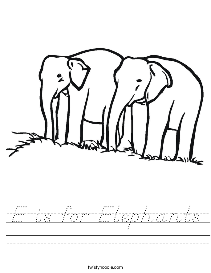 E is for Elephants Worksheet