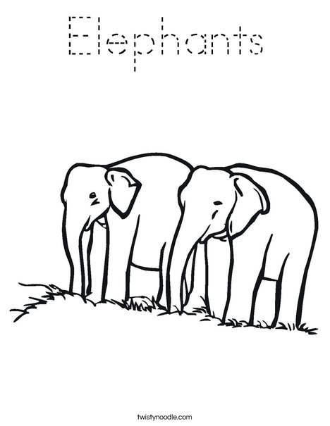 Two Elephants Coloring Page
