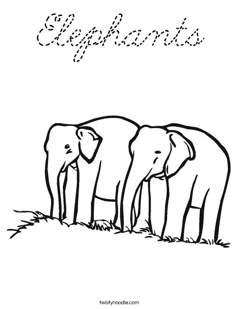 Two Elephants Coloring Page