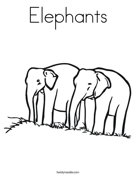 Two Elephants Coloring Page