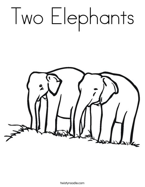 Two Elephants Coloring Page