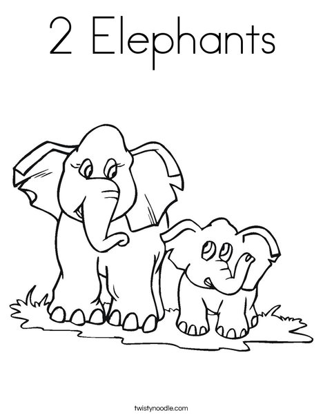 How many elephants? Coloring Page