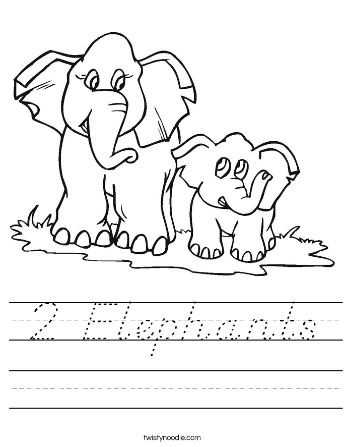 2 Elephants Worksheet