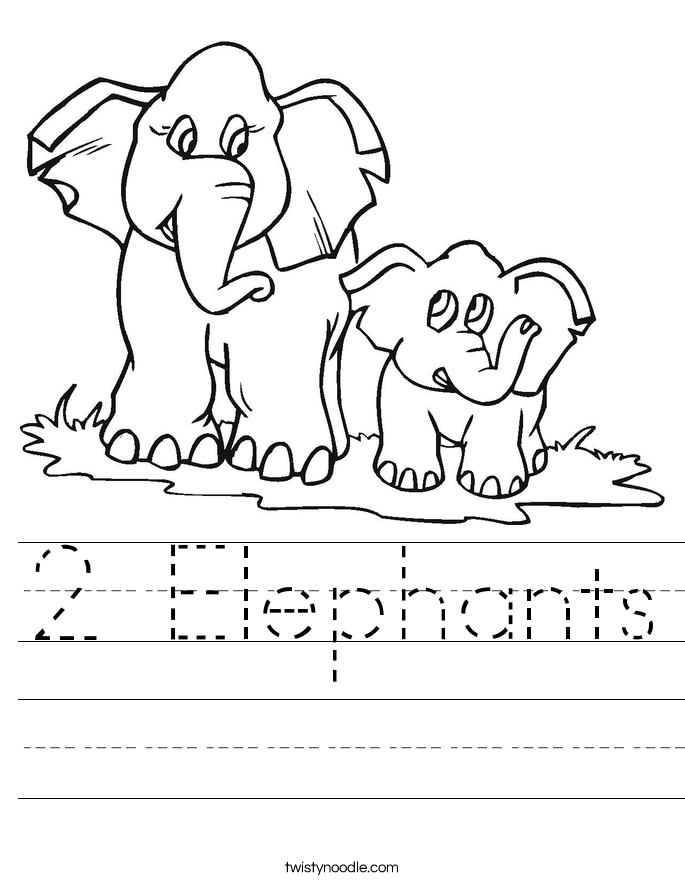 2 Elephants Worksheet