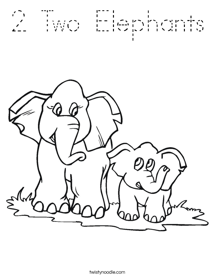 2 Two Elephants Coloring Page