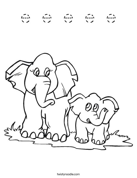 How many elephants? Coloring Page