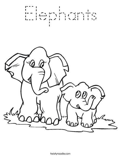 How many elephants? Coloring Page